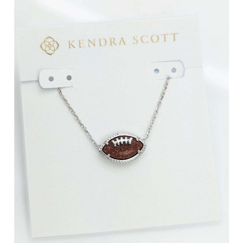 KENDRA SCOTT Elise Football Pendant Short Silver Necklace NEW in Box w/ Dust Bag