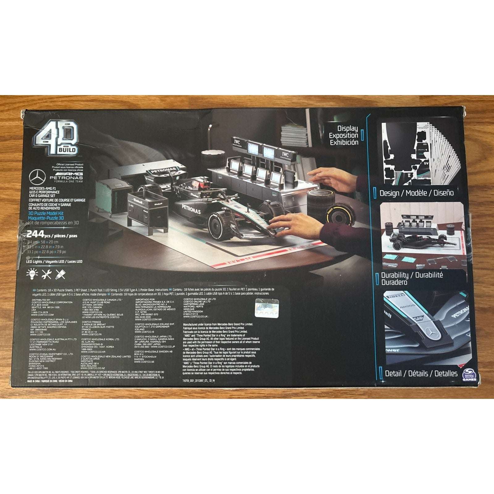 4D Build Mercedes AMG Petronas F1 W15 Garage Set 244Pc LED Lights New/Seale