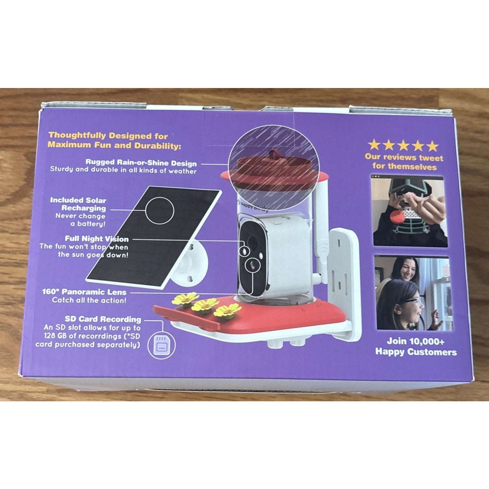 AI Smart Hummingbird Feeder Solar Camera w/ Video 160° Motion Sensor Nightvision