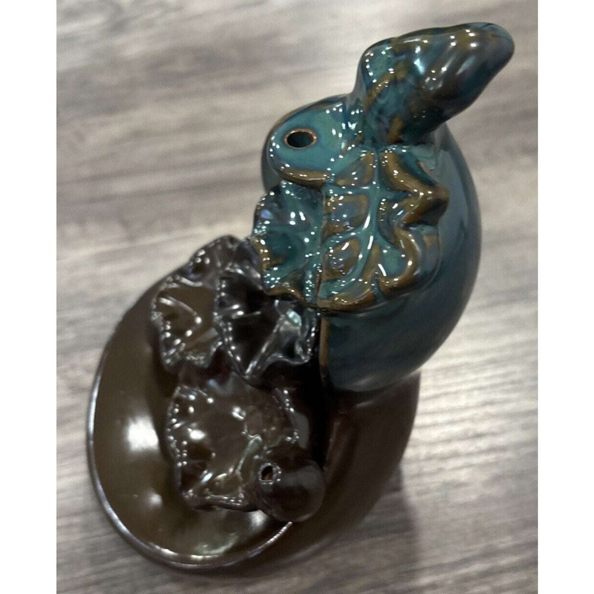 Ceramic Incense Waterfall Burner Backflow Smoke Censer Holder w/ 15 Cones, 7.7"
