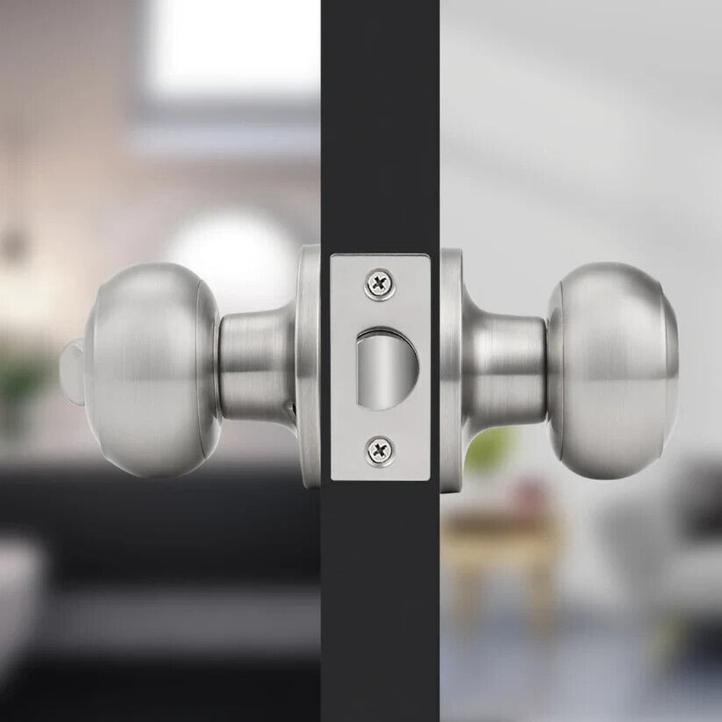 Probrico 2 Sets Ball Knobs Privacy Door Lock Knobs Satin Nickel Finish DL609SNBK