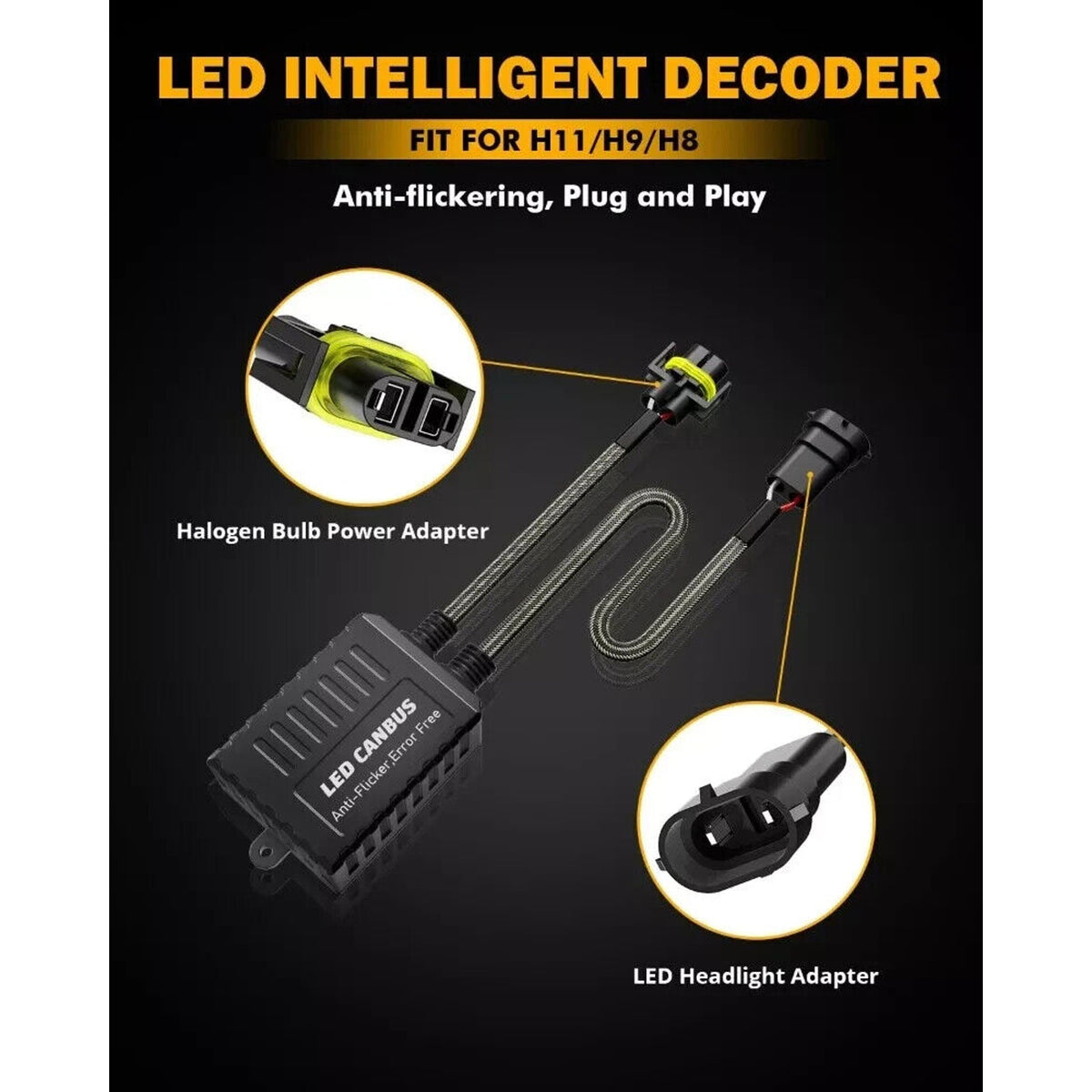 AUXBEAM H11 H9 H8 LED Headlight Decoder Canbus Error Free Anti Flicker GD002031