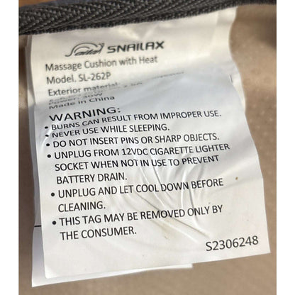 Snailax Massage Seat Cushion Back Massager w/ Heat, 6 Vibration Massage , Timer,