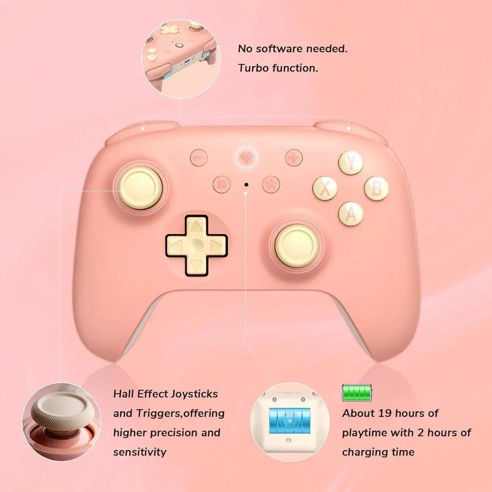 8BitDo Ultimate 2C Wireless Controller Peach 2.4G Bluetooth USB PC Android