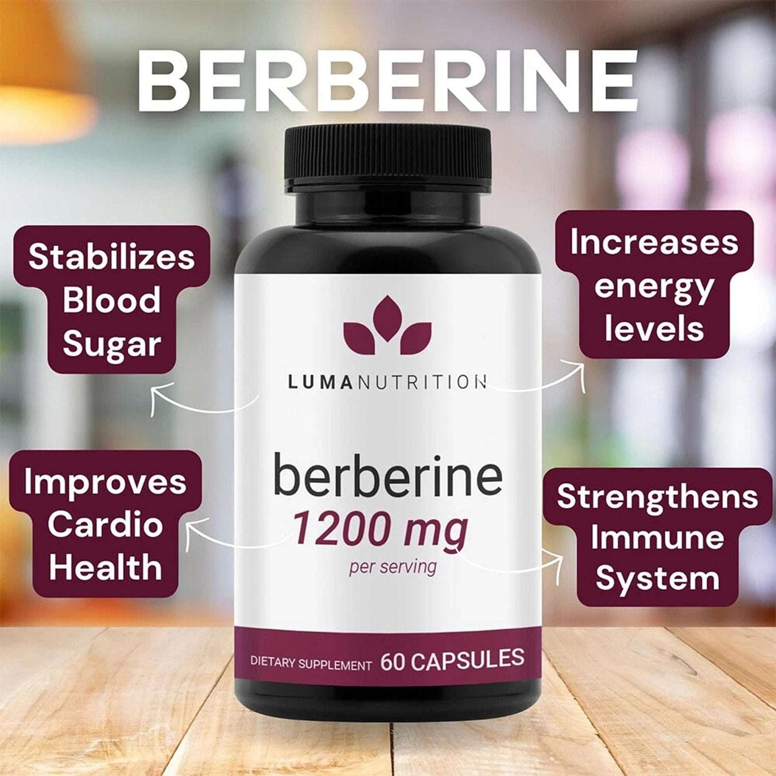 Luma Nutrition Berberine HCL 1200mg – Vegan Glucose Support 60 Capsules