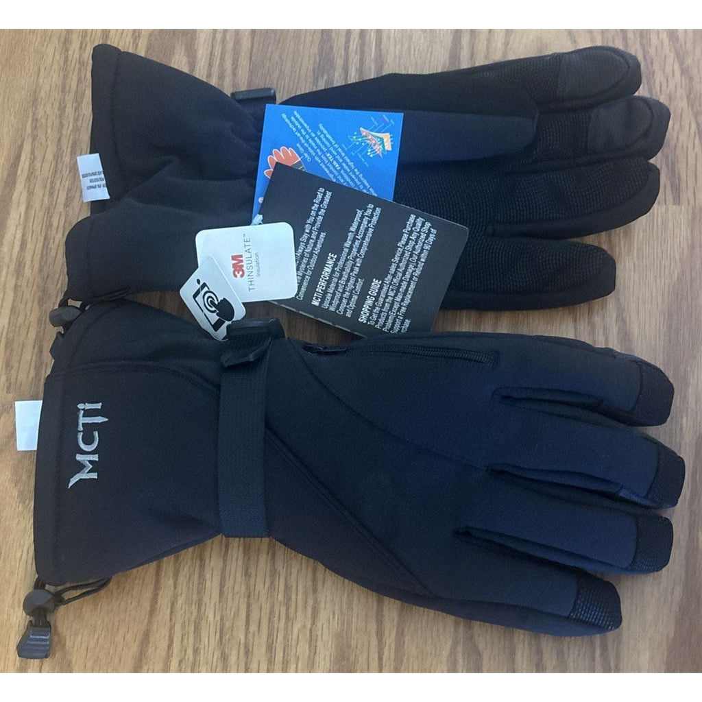 MCTi Waterproof Mens Ski Gloves Winter Warm 3M Thinsulate Snowboard Large Black