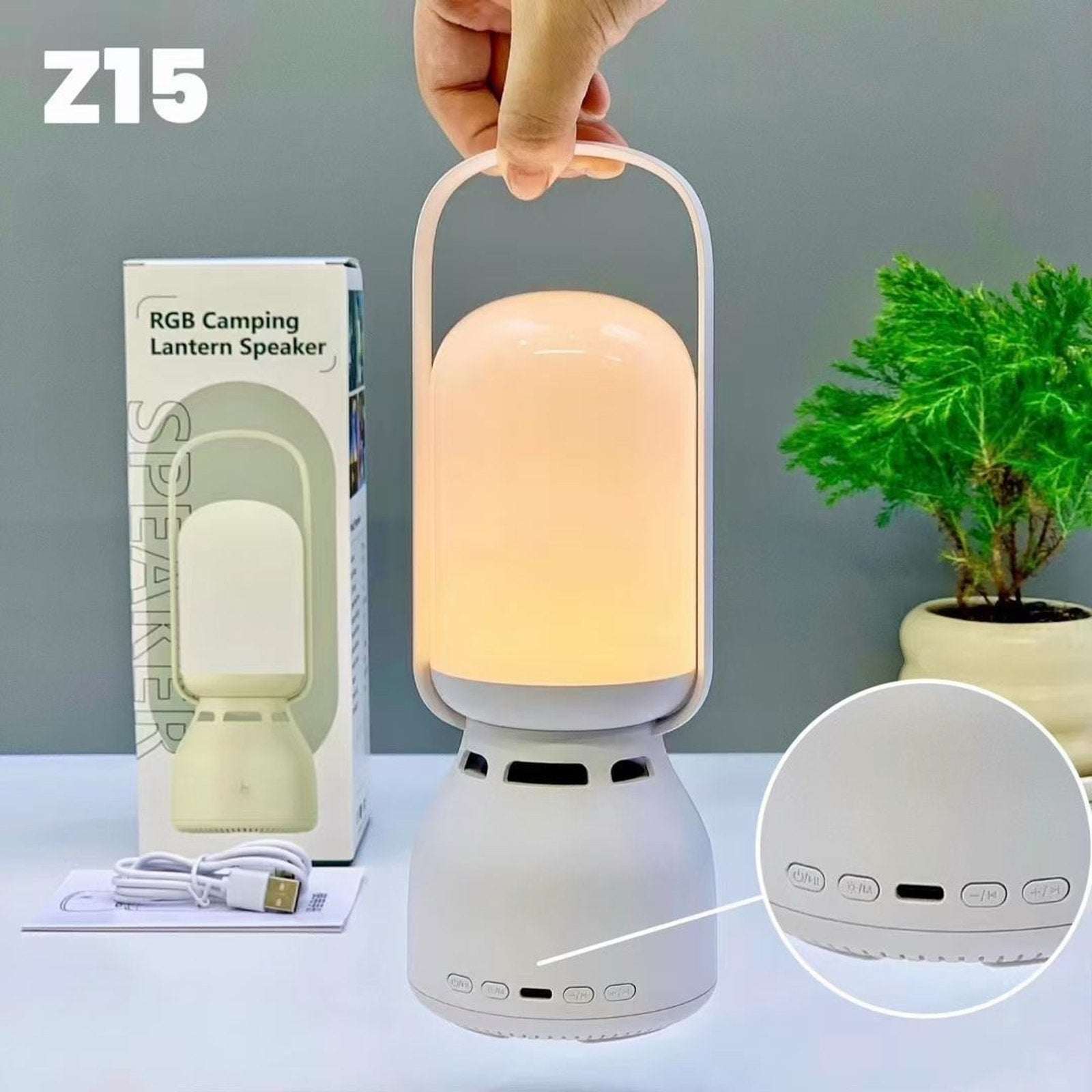 Rechargeable Camping Tent Lantern with Bluetooth Speaker Outdoor Table RGB Light