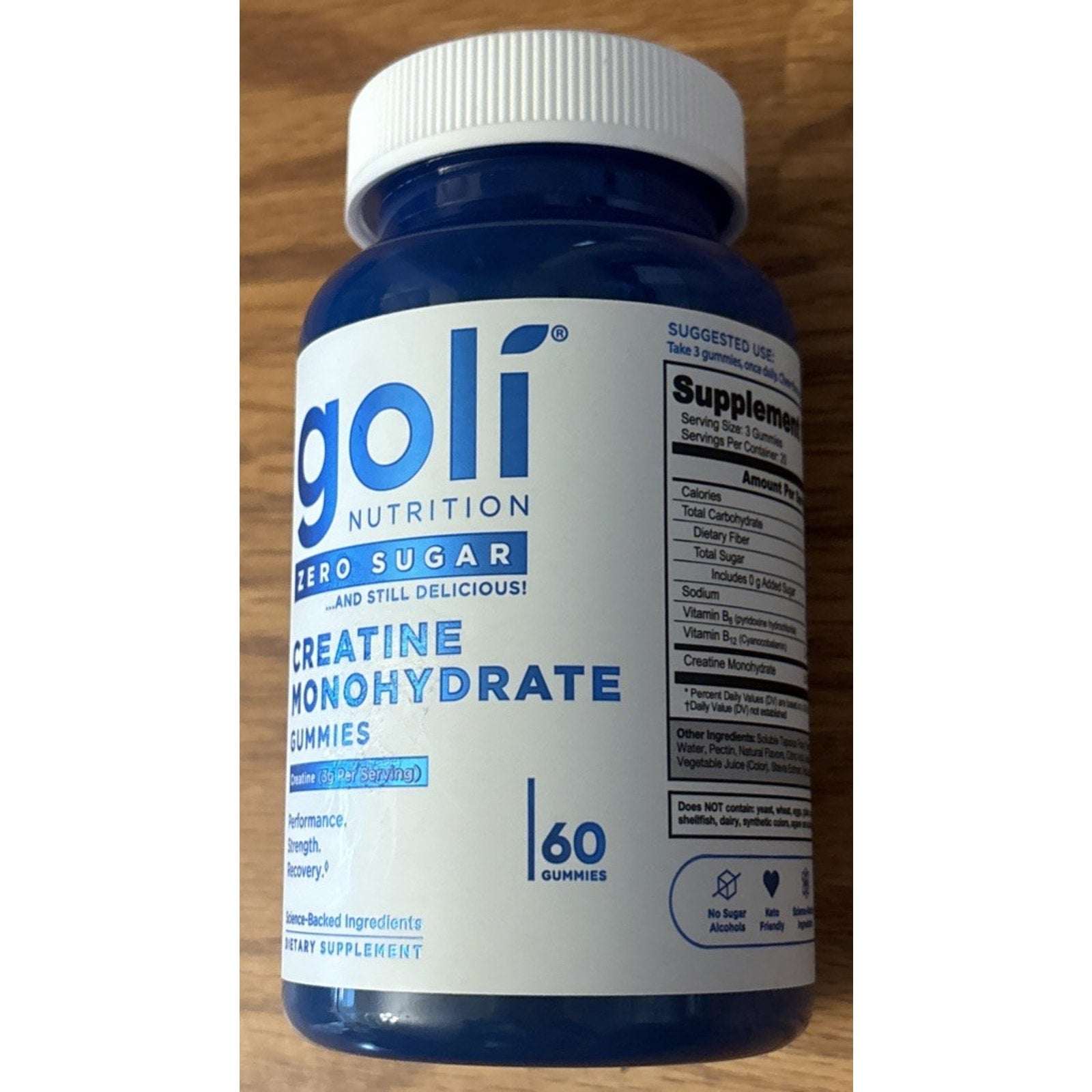 Goli Creatine Monohydrate Gummies 60 Count Zero Sugar Gluten-Free Exp 10/2027