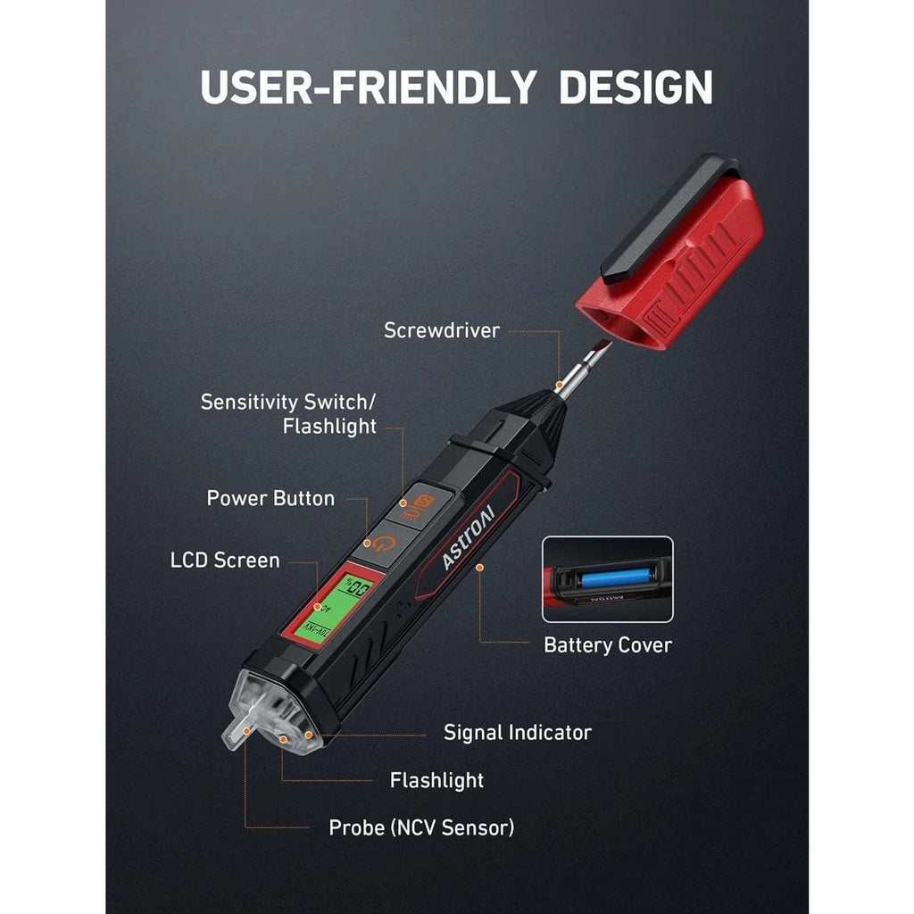 AstroAI Voltage Tester with Flashlight & Screwdriver Non-Contact Dual Range NEW