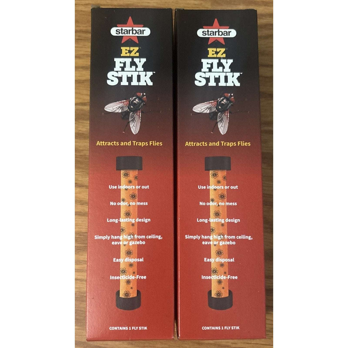Starbar EZ Fly Stik Odorless Sticky Fly Trap 2-Pack Indoor & Outdoor w/ Hanger