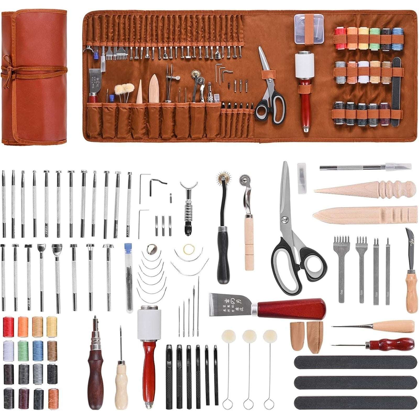 VEVOR Leather Working Tools Kit 92PC Engraving Punching Stamping Sewing w/ Case