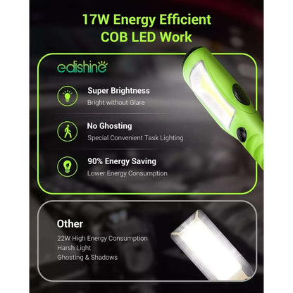 EDISHINE 2000LM LED Work Light, 15ft Cord, Dimmable, Handheld, Magnetic Hanging