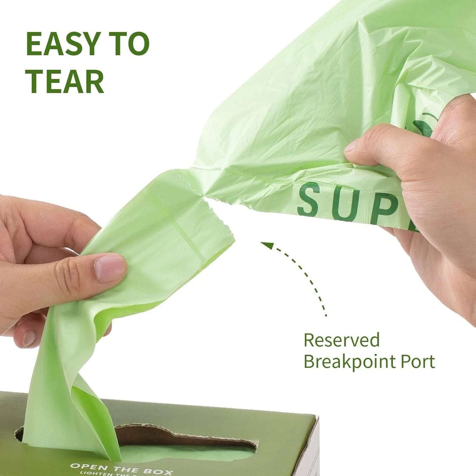 100Pk SUPERBIO 1.6 Gallon Handle Tie Compostable Food Scrap Bags Counter Top Bin