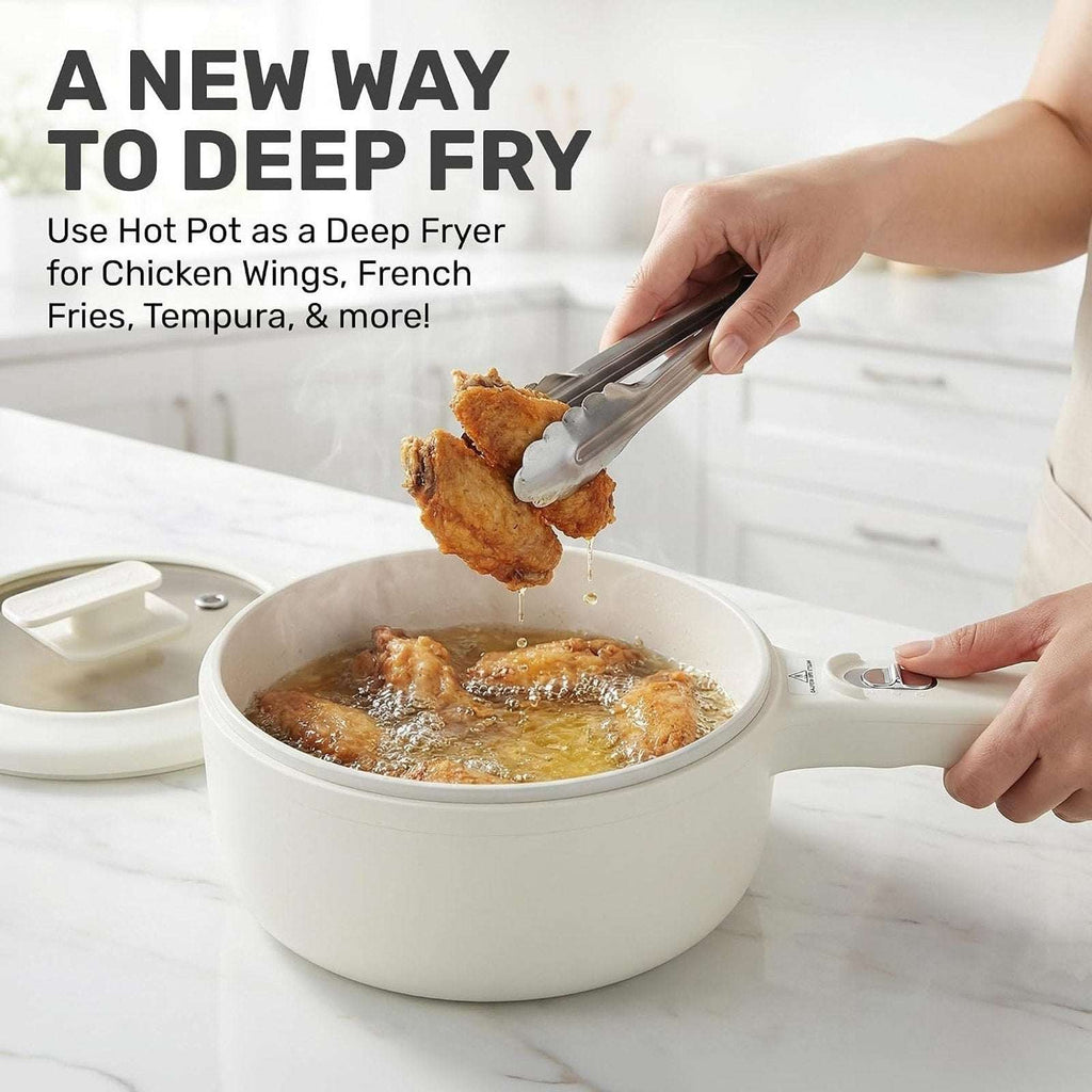 CERAMAX 1.6Qt Electric Hot Pot Ramen Multi-Cooker Steamer Non-Stick 800W RV Dorm