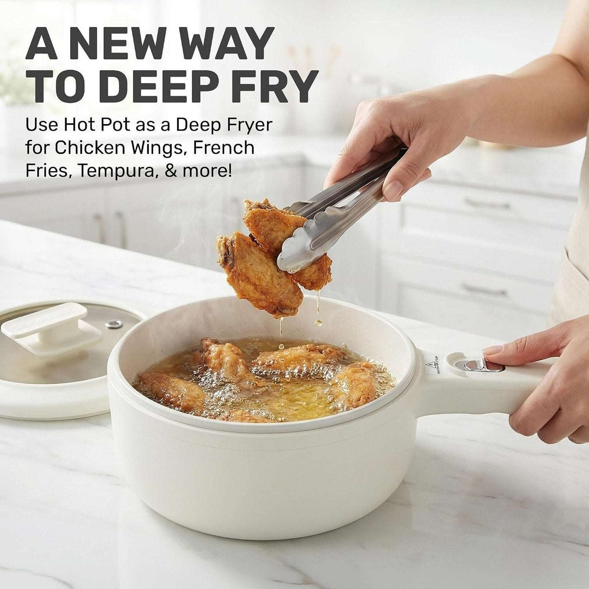 CERAMAX 1.6Qt Electric Hot Pot Ramen Multi-Cooker Steamer Non-Stick 800W RV Dorm