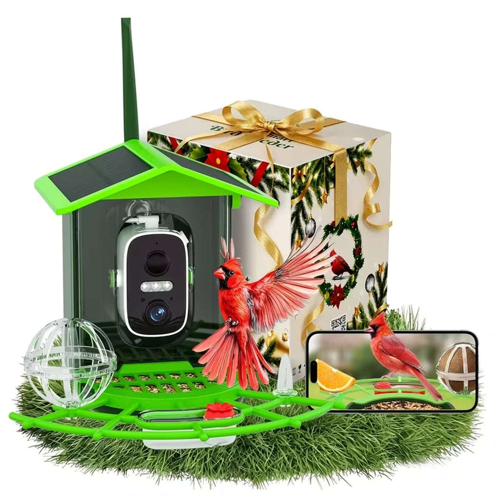 WIFI Solar Powered IP66 Smart Bird Feeder 2K HD Video Camera, Mic & AI Indentify