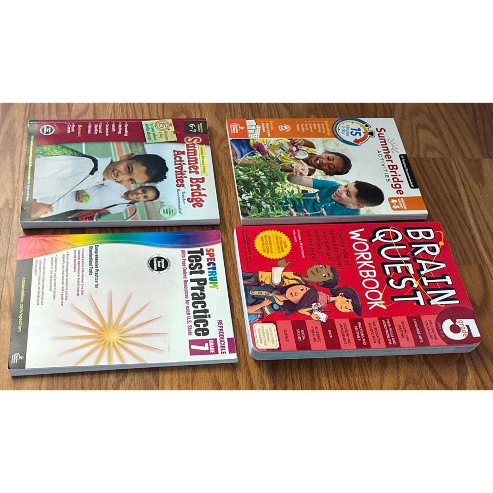 Lot of 4 Homeschool Workbooks Grade 4/5/6/7 Spectrum Summer Bridge Brain Quest