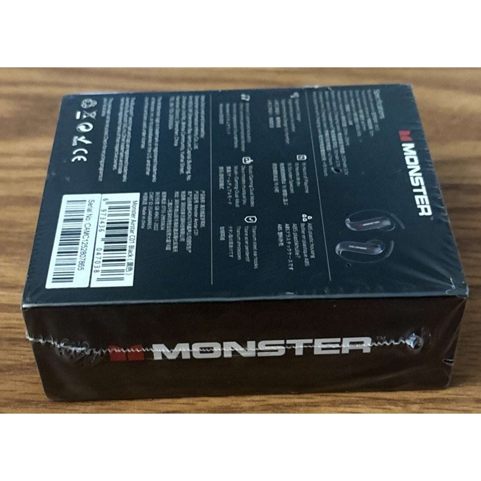 Monster Airstar C01 Air Conduction Wireless Headphones Earphones Black Sealed