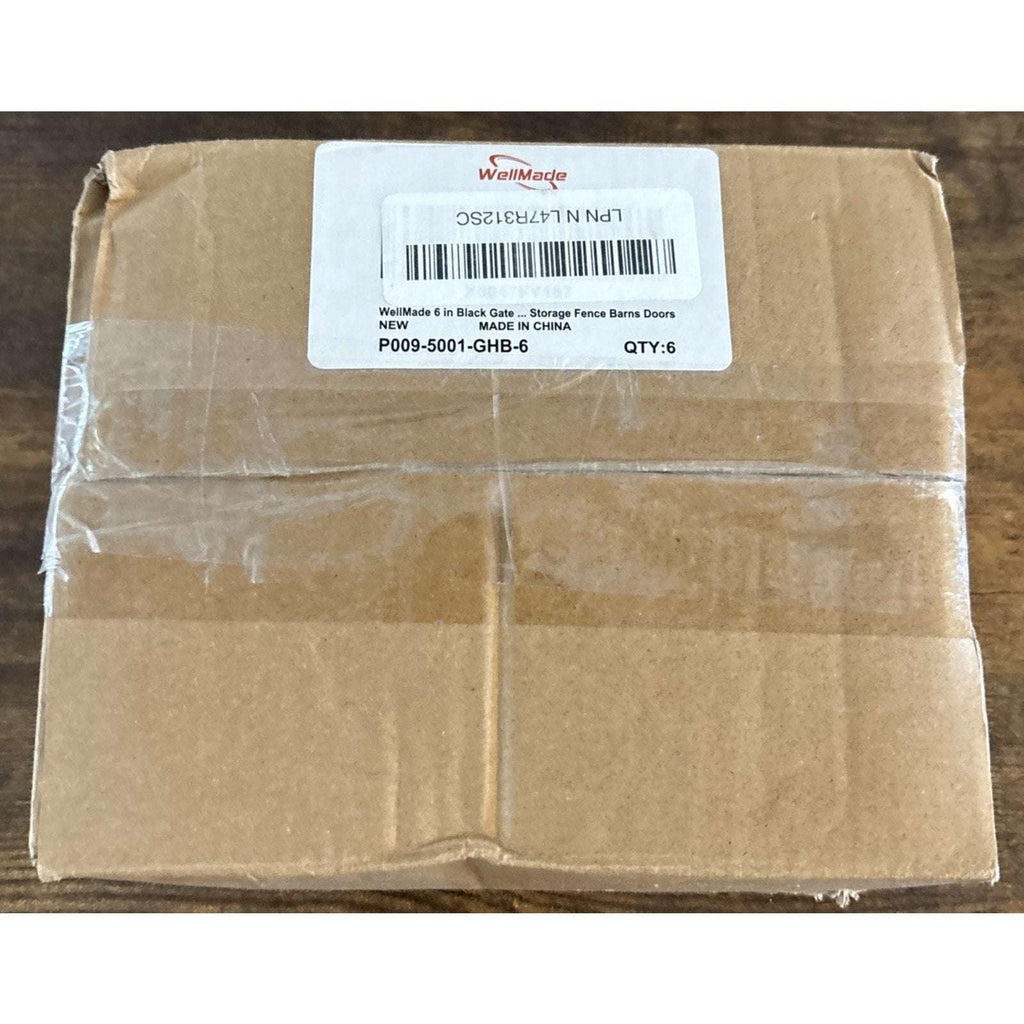 6" Heavy Duty Hammered Black Steel Gate T Hinge Strap Shed, Barn Doors - 6 Pack