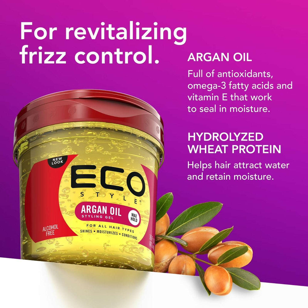 2x Eco Styler Professional Moroccan Argan Oil Styling Hair Gel Maximum Hold 16oz