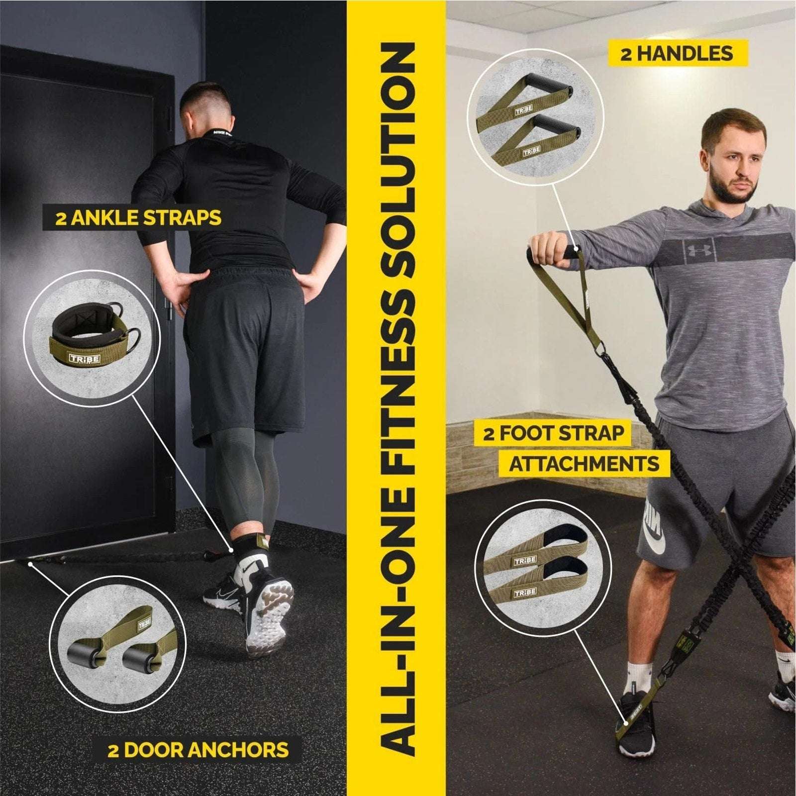 Tribe Lifting Ultimate Tube Resistance Band Set - Stackable Resistance 20-180lbs