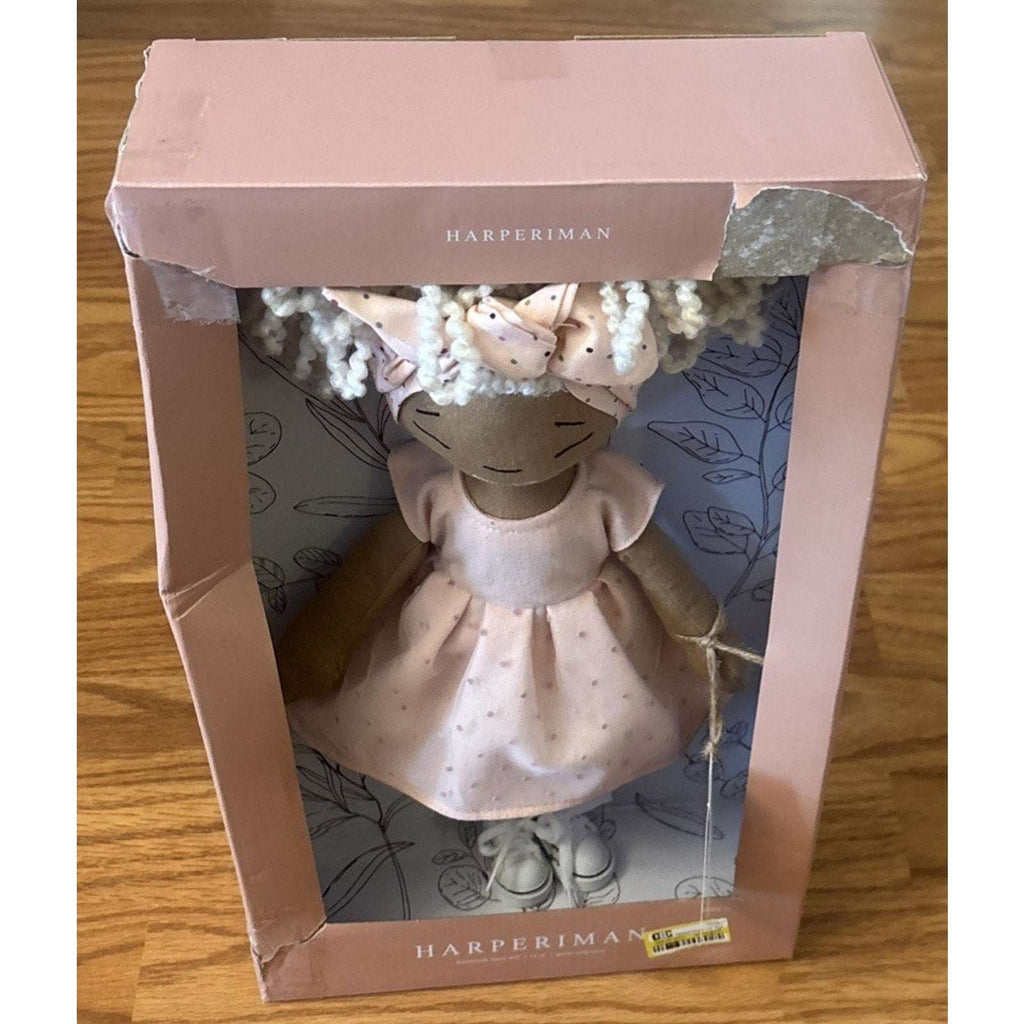 HARPERIMAN CALLIE Handmade Linen Keepsake 14" Plush Doll, Pink Dress & Sneakers