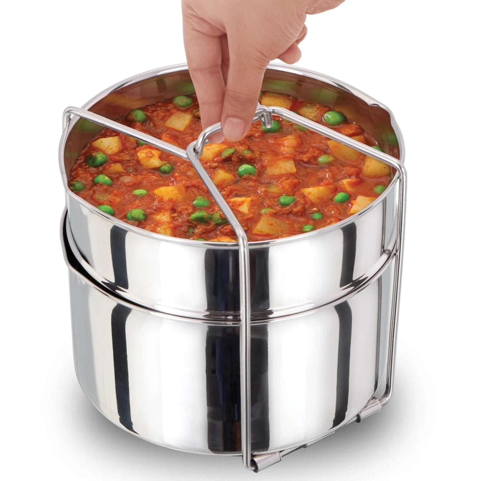 Hawkins Two-Dish Stainless Steel Set, Pressure Cooker 2 Pan Insert Multi-Cooker