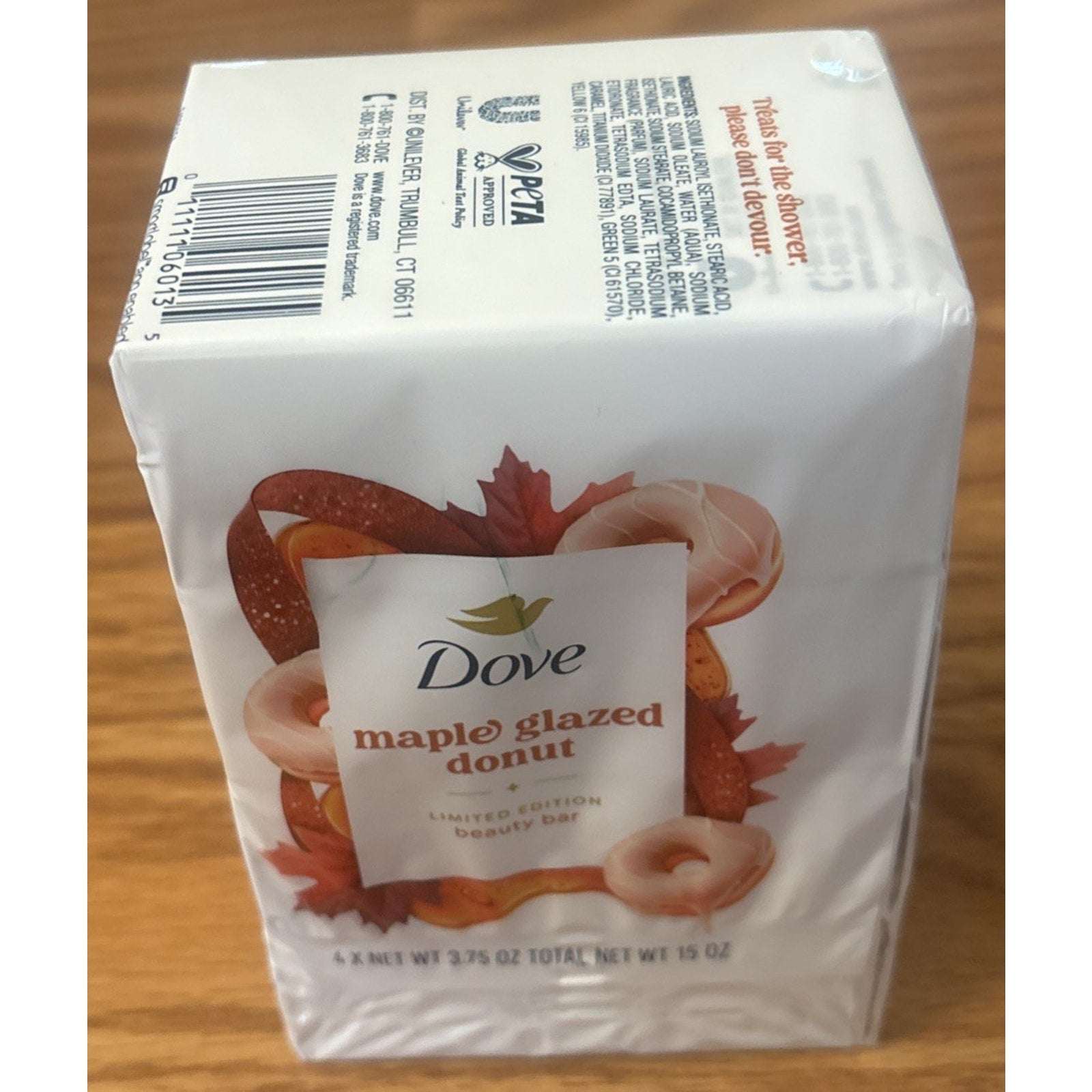 3PC Dove Limited Edition Maple Glazed Donut Body Wash, Body Scrub & Bar Soap Set