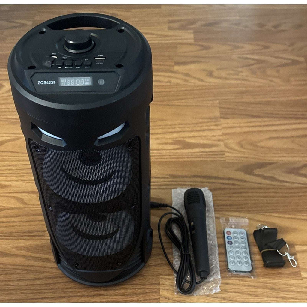 Sing-e ZQS4239S Portable Super Bass LED Speaker w/ Remote, USB/AUX, 1800mAh, Mic