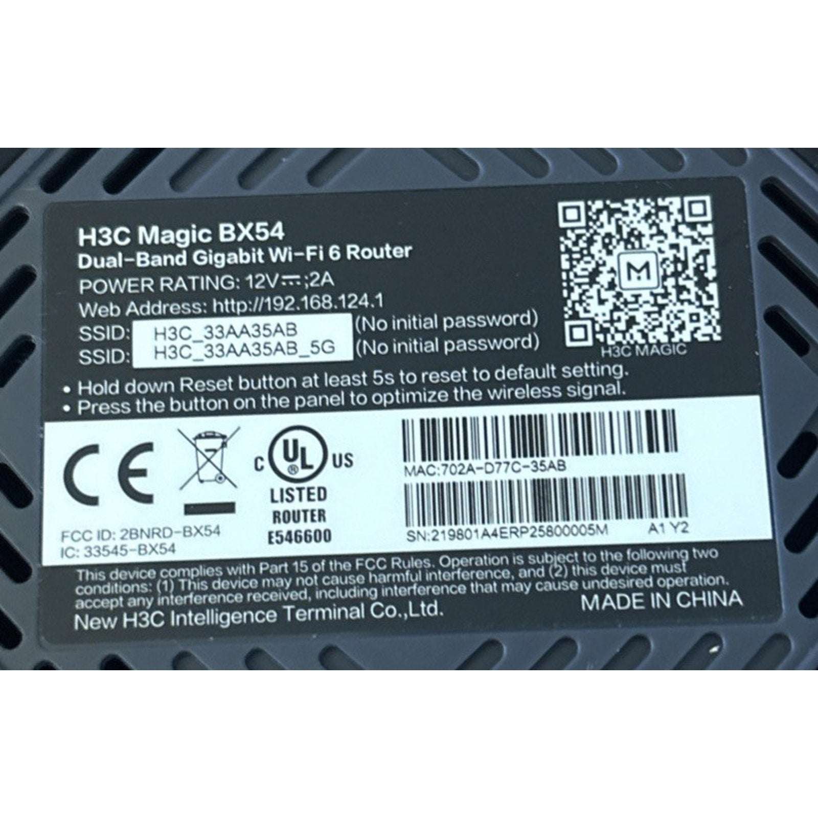 H3C Magic BX54 AX5400 5400Mbps Dual-Band Gigabit Wi-Fi 6 Router 4K QAM Qualcomm