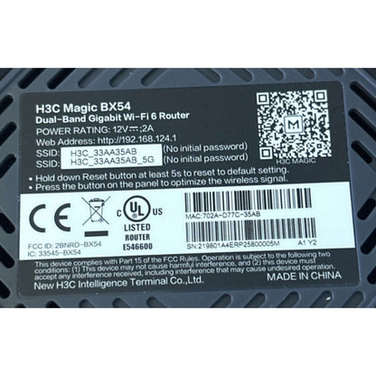 H3C Magic BX54 AX5400 5400Mbps Dual-Band Gigabit Wi-Fi 6 Router 4K QAM Qualcomm