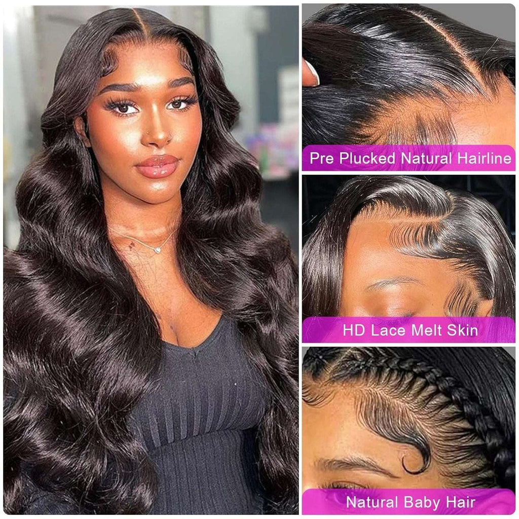 30 Inch Body Wave HD 13x4 Lace Front Wigs Human Hair Pre Plucked 180% Density