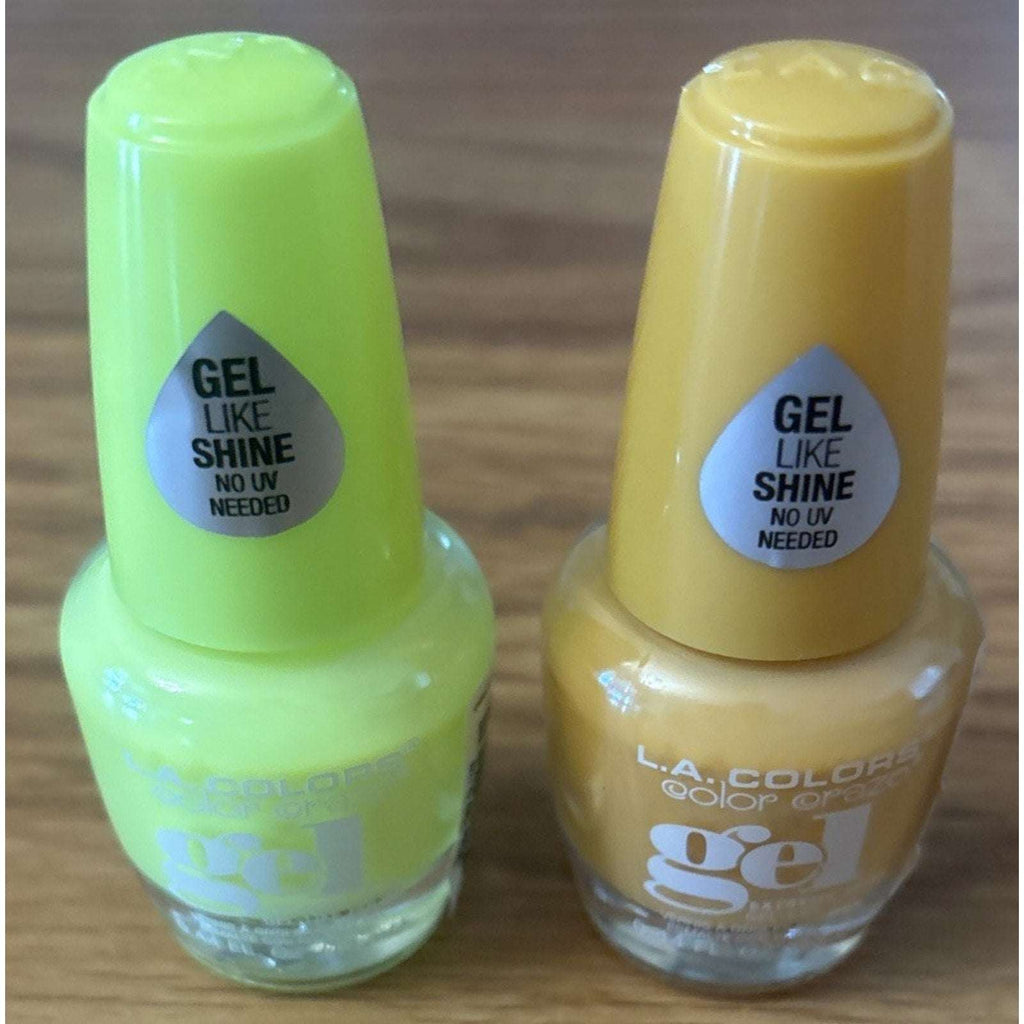 2PC LA Colors Nail Polish Color Craze Gel - No UV Needed - DAY GLOW & MONARCH