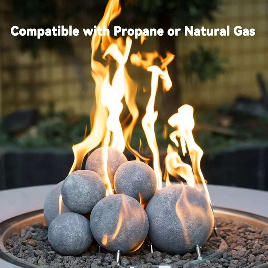 11 Pc 4" Gray Ceramic Fire Balls Firepit Spheres Natural & Propane Fireplaces