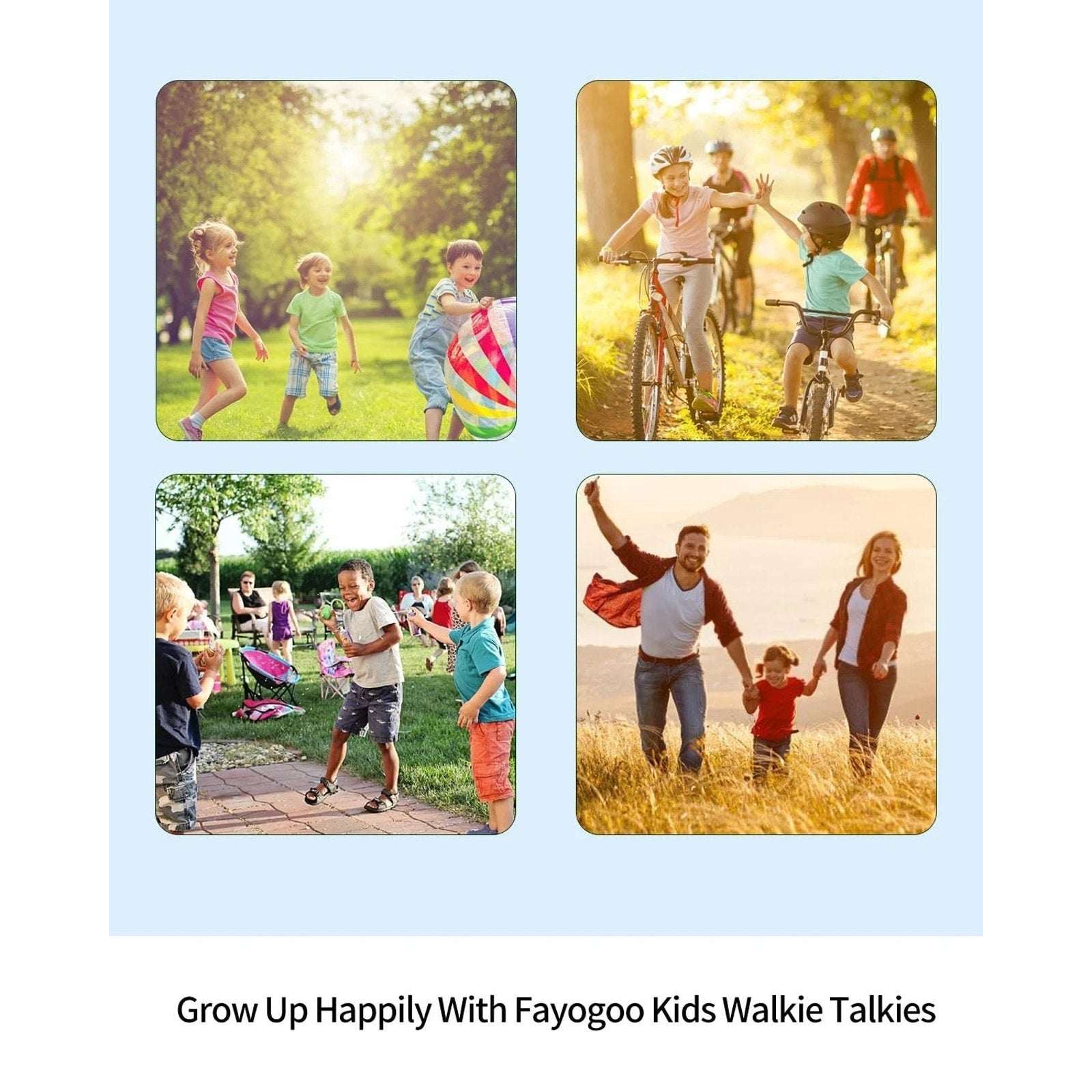 4 Pack Kids Walkie Talkies Long Range Family Walky Talky w/ Built-in Flashlight