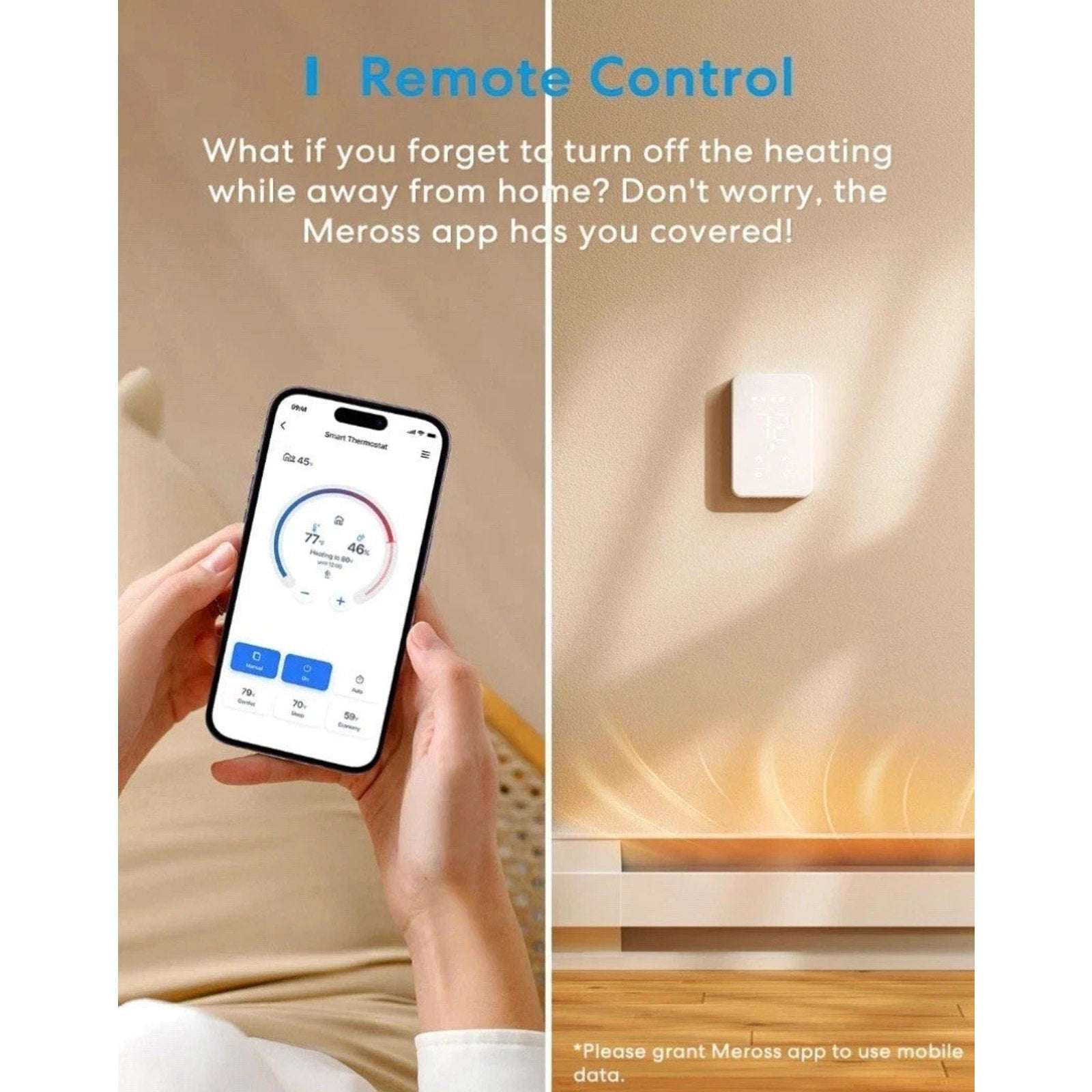meross Smart Wi-Fi Thermostat for Electric Baseboard and in-Wall Heaters MTS200