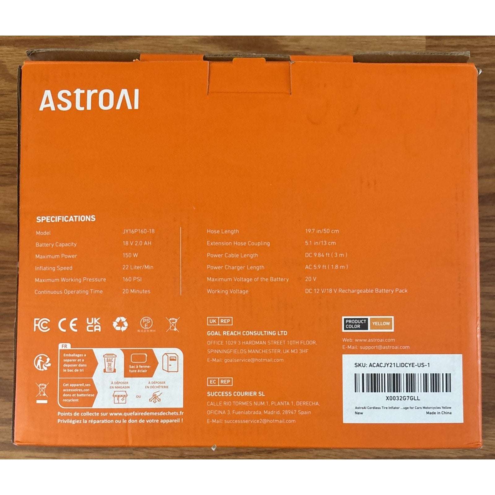 AstroAI Tire Inflator Cordless Air Compressor 160PSI w 12V/20V Dual Power Supply