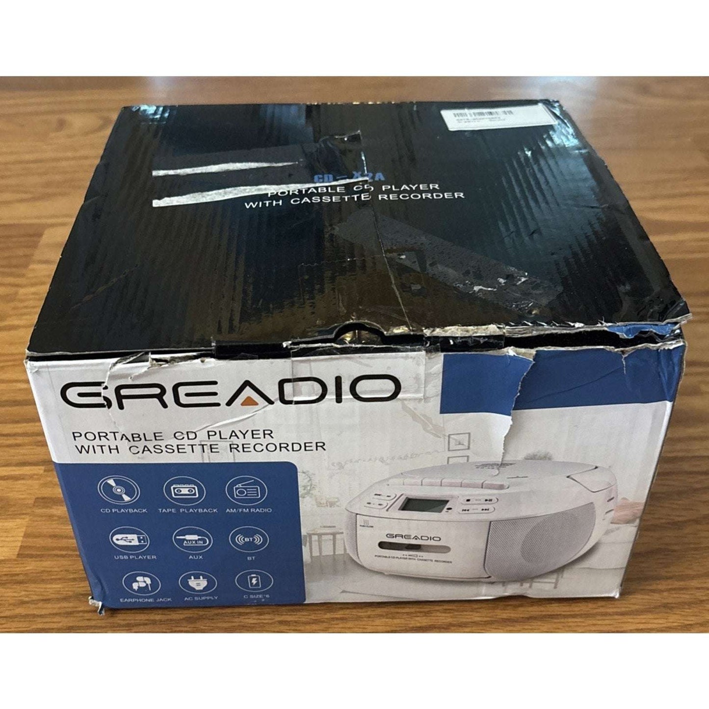 Greadio CD Player Boombox Cassette Player Combo Bluetooth, AM/FM Radio, Remote,