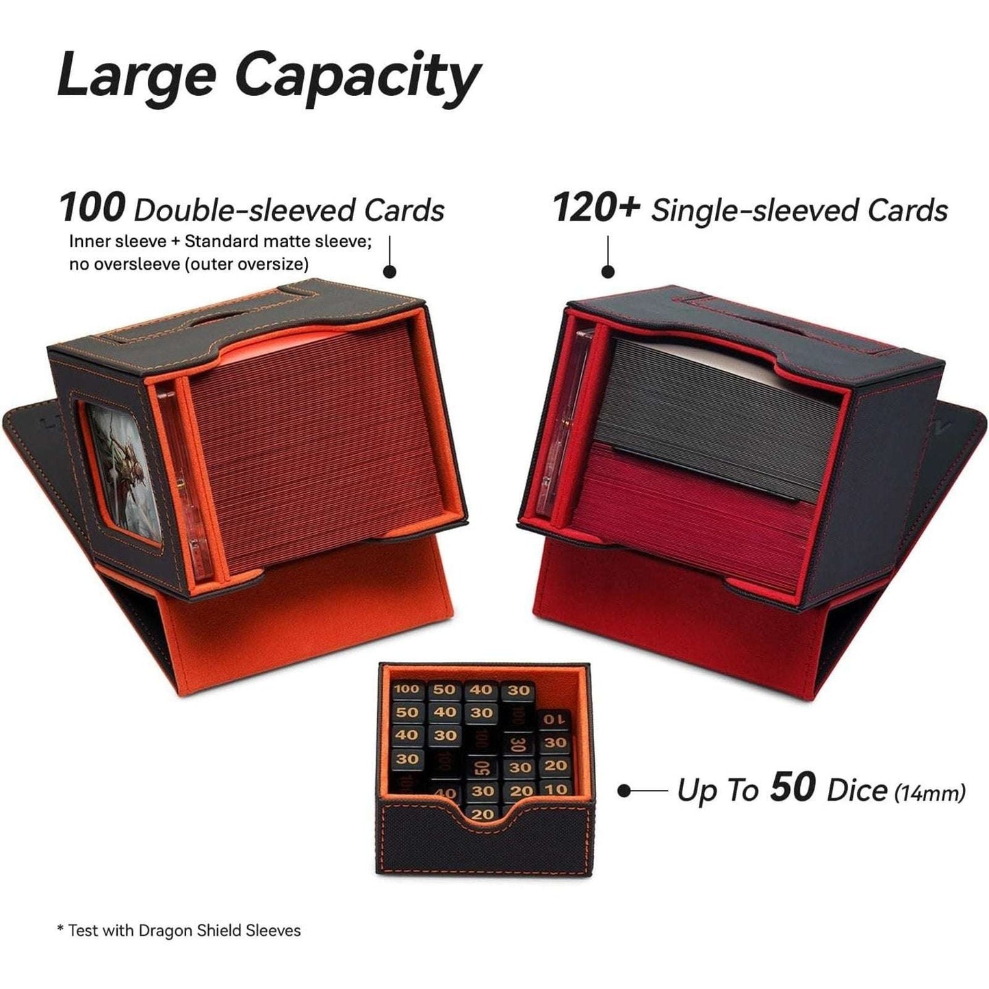 MTG Commander Card & Dice Storage Deck Box Fits 100 Double-Sleeved Waterproof