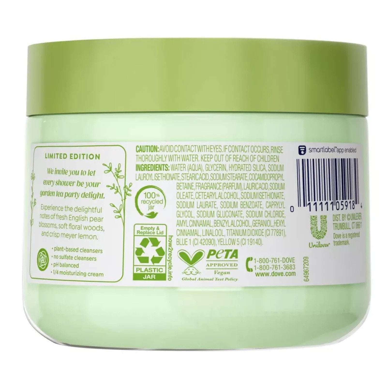 2PC Dove Beauty Garden Tea Party Body Scrub English Pear Blossom Limited Edition