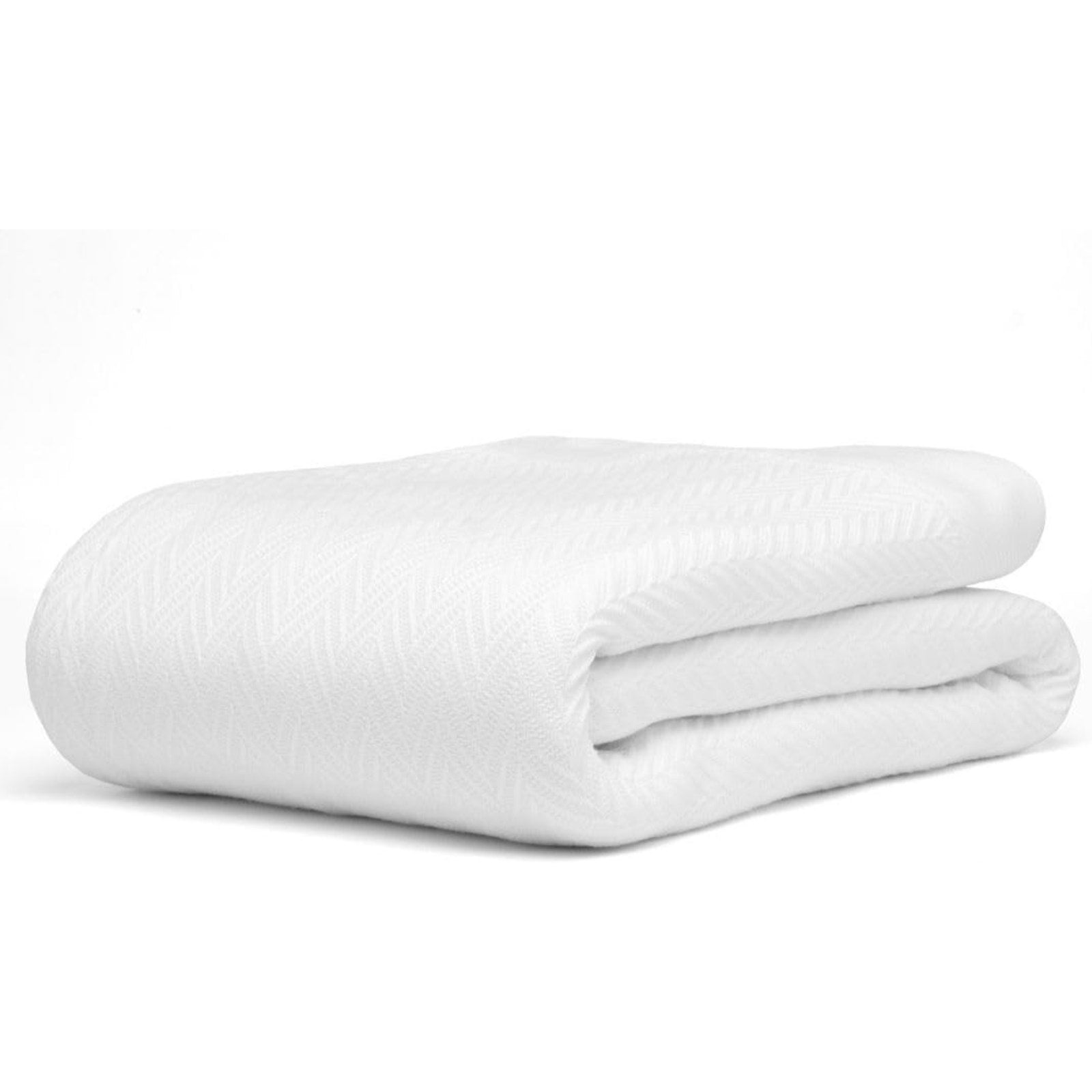 100% Pure Cotton Luxury King Size 108"X90" White Herringbone Blanket MadeinIndia