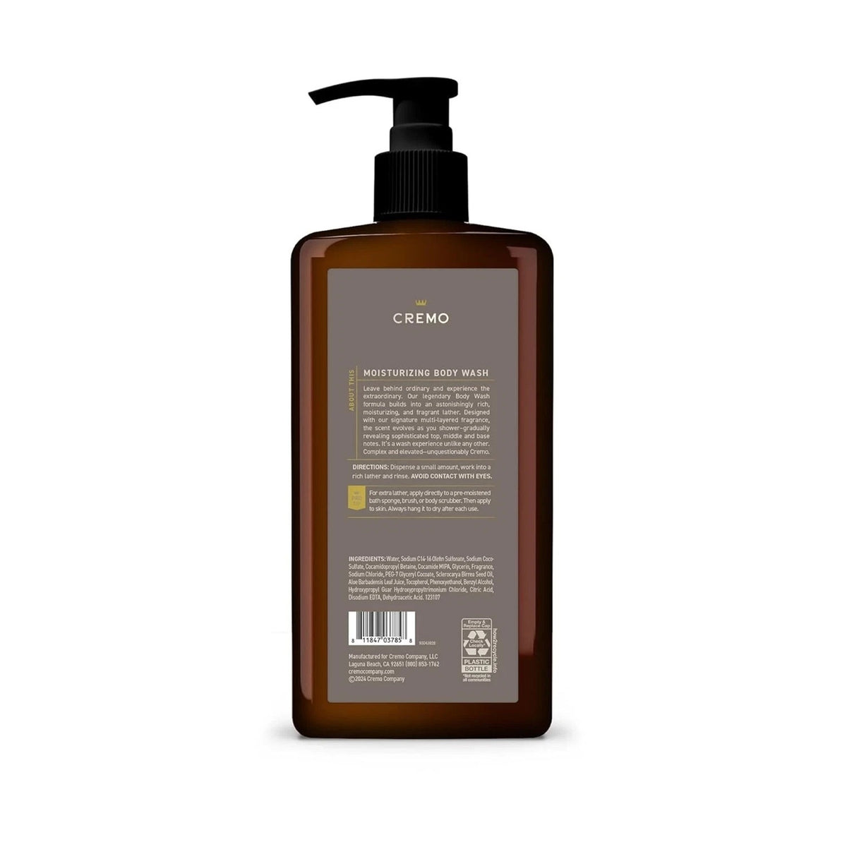 Cremo Vintage Suede Smooth & Amber Moisturizing Body Wash for Men, 32 FL Oz