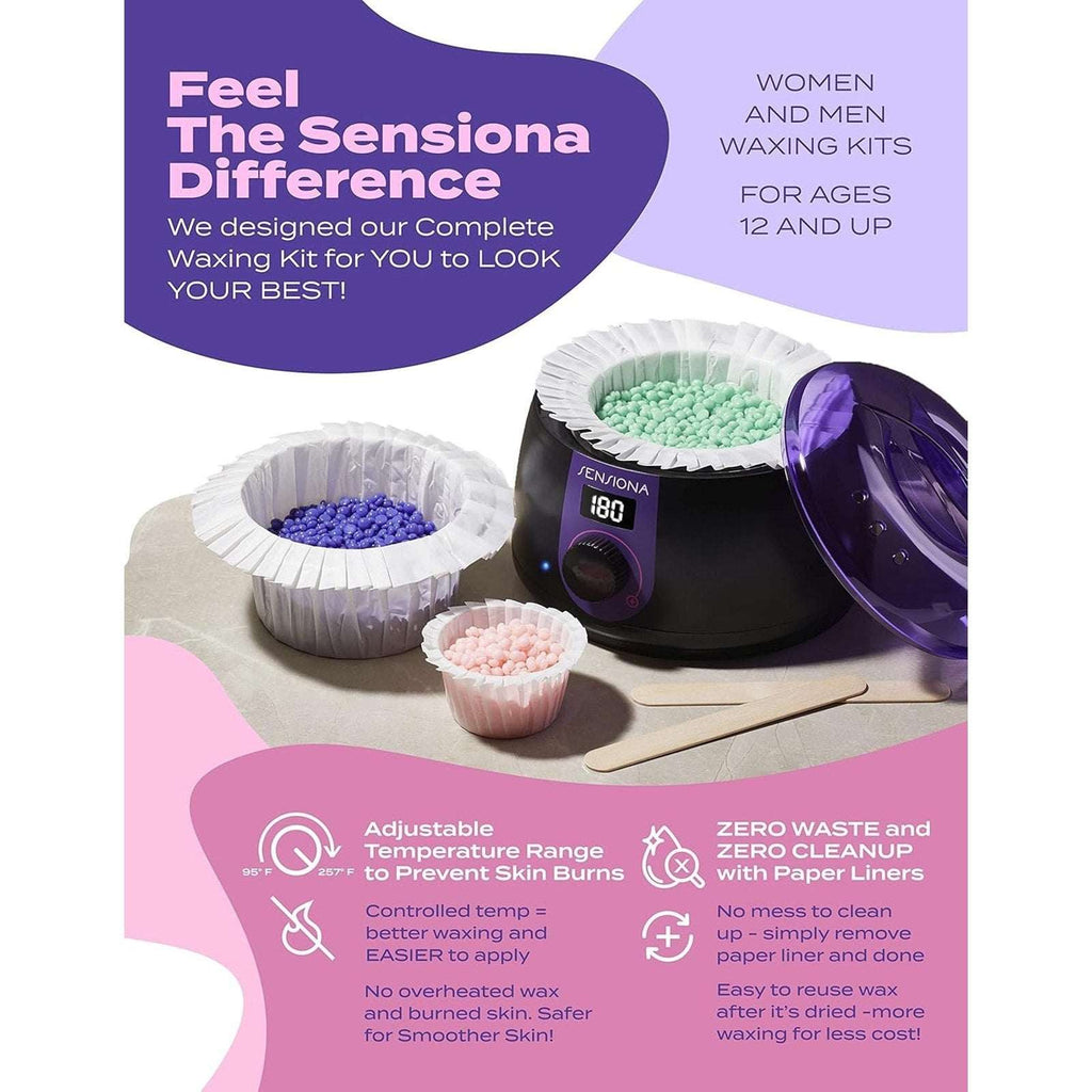 Sensiona Hot Wax Hair Removal Complete Professional Kit - Adjustable Temperature