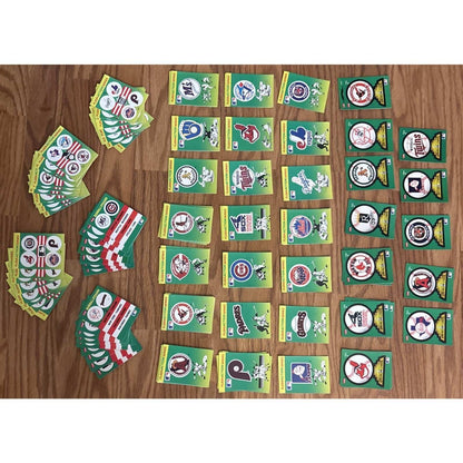 124Pcs 1990 Fleer MLB Baseball Teams Logo Stickers + Fleer Action Cards +Smalls