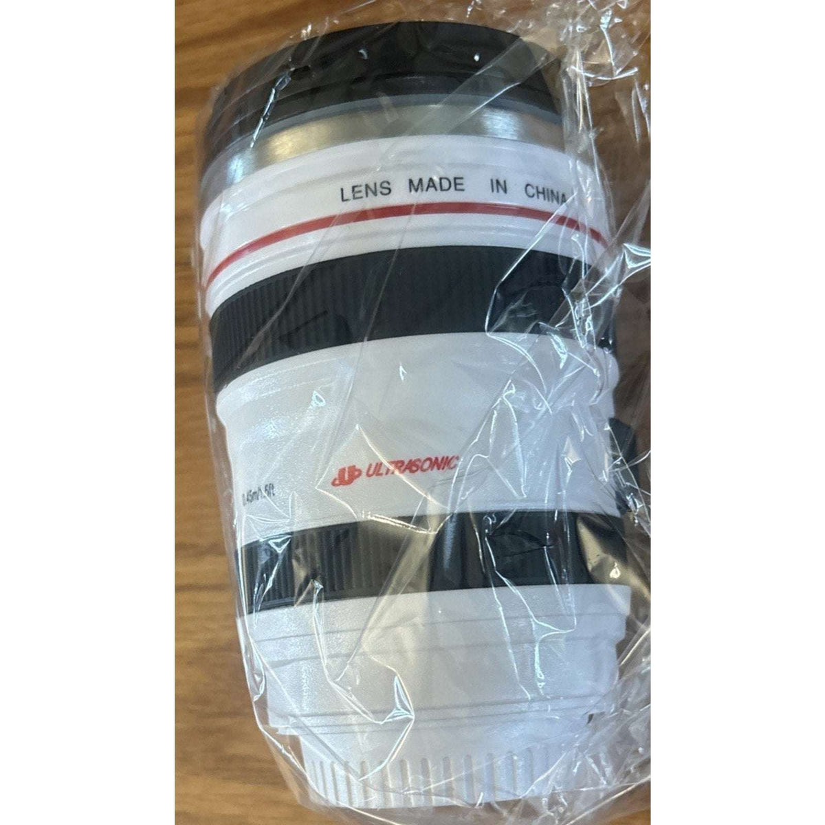 Cup Mug Tumbler w/ Lid Looks Like Canon EF 24-105mm F/4L USM Zoom Lens in White
