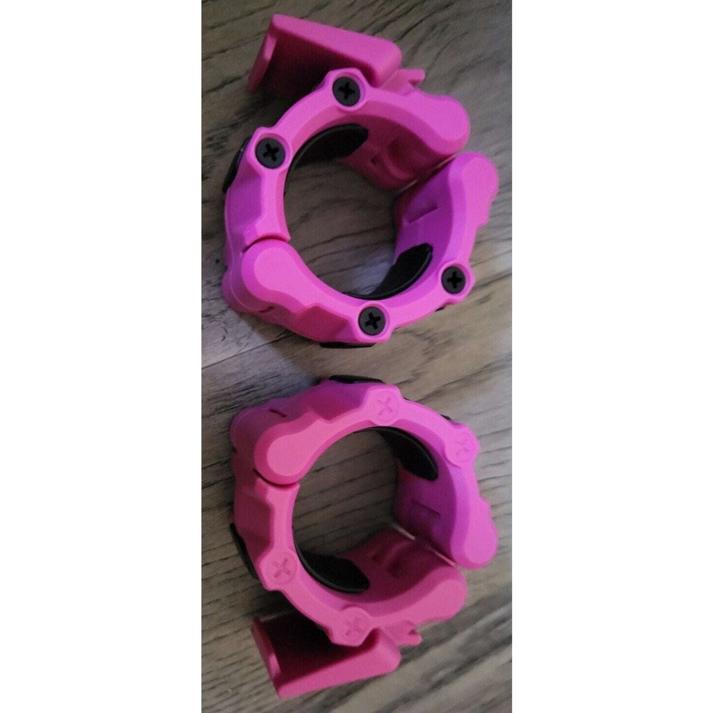2PC Olympic 2" Barbell Clamps Quick Release Standard Bar Weight Plates Rose Pink