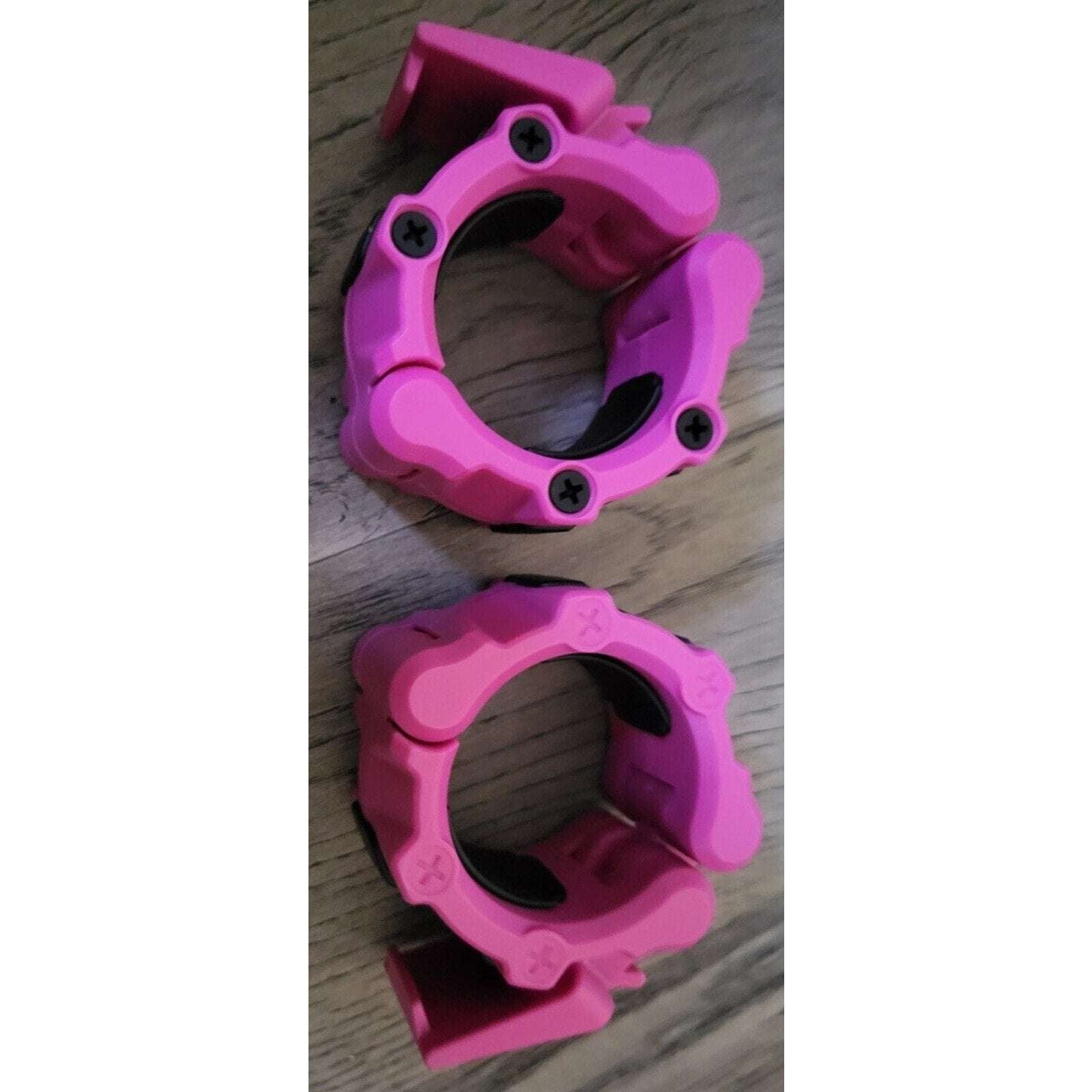 2PC Olympic 2" Barbell Clamps Quick Release Standard Bar Weight Plates Rose Pink
