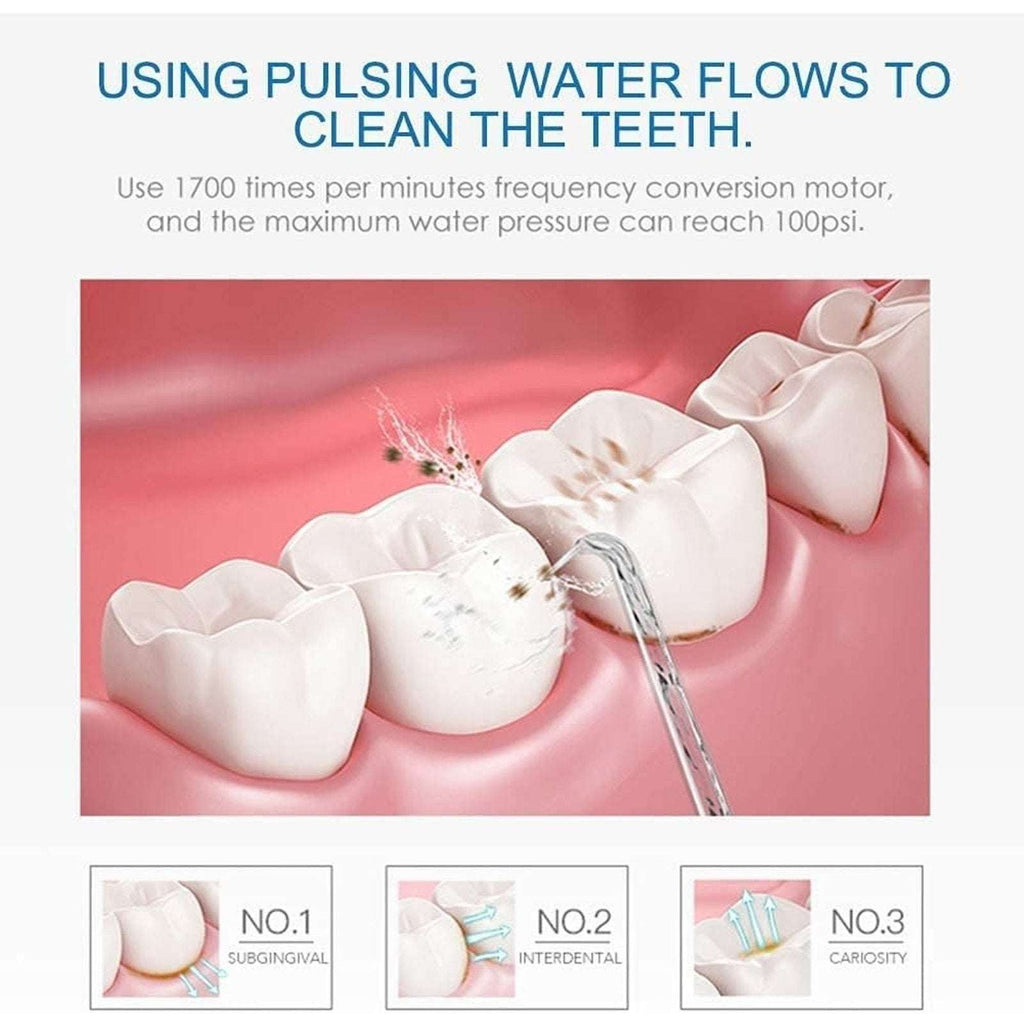 TUREWELL Water Dental Flosser for Gums Teeth Braces Cleaner Pick with 8 Jet Tips