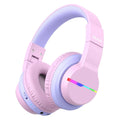 iClever BTH12 Kids Bluetooth Headphones Colorful LED Lights Wireless w/ Mic Pink