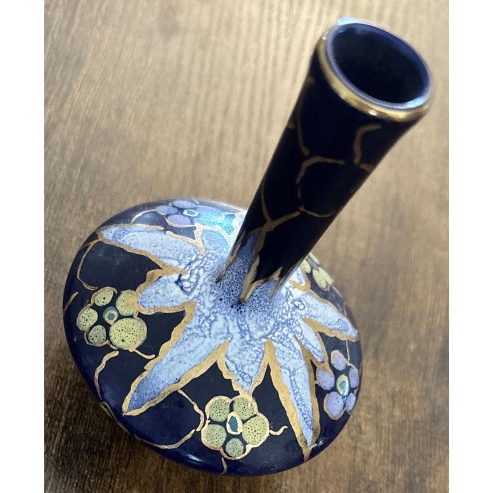 VTG REGINA Paris GOUDA HOLLAND ART POTTERY 109 Cobalt Blue Hand Painted BUD VASE